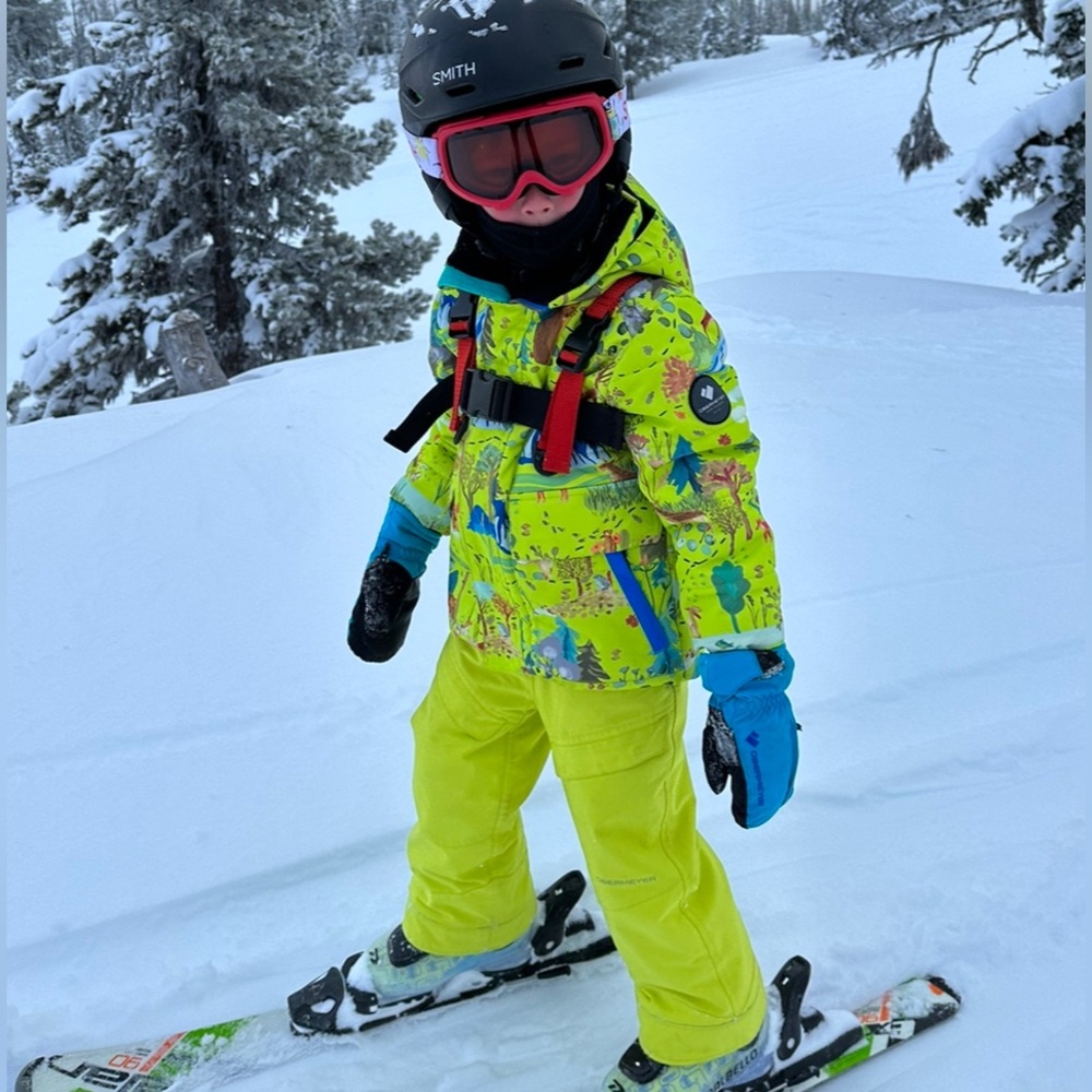 Obermeyer Coat & Bib Pants 4T Ski Snowboard, M-Way Forest Life, Warp Limelight